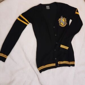 Harry Potter Hufflepuff House Women's Cardigan Sweater Small Black